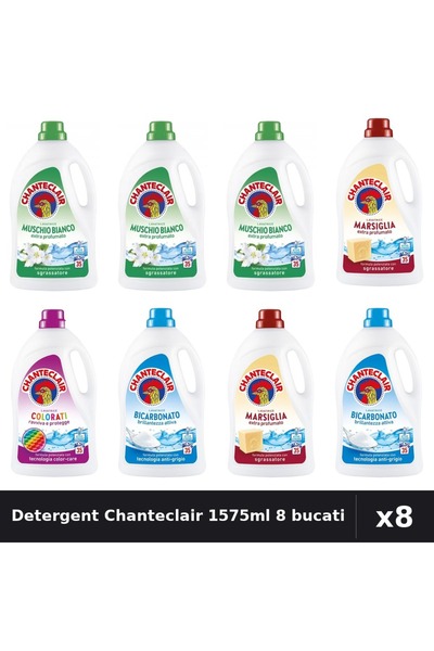 Chanteclair Pachet 8 Detergent Lichid Rufe 1575ml 35 Spalari - Mosc Alb, Mars...