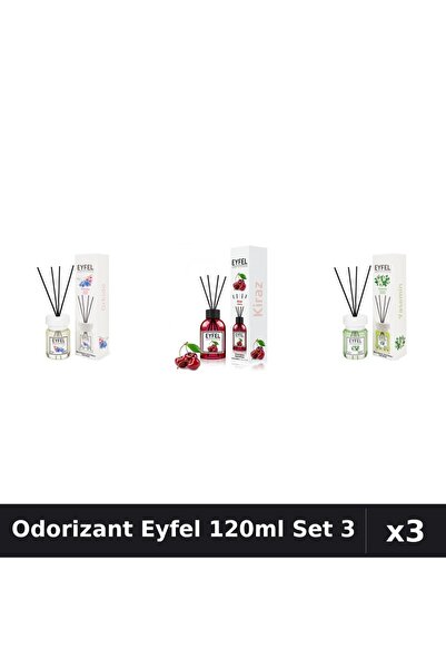 Eyfel Set 3 Odorizante Camera cu Betisoare 120ml - Orhidee, Cirese, Iasomie