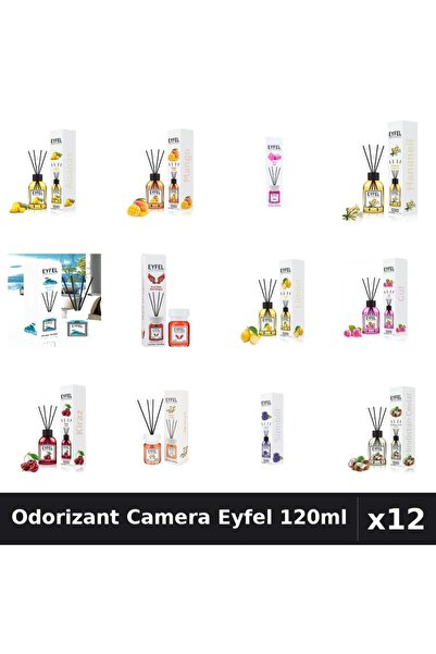 Eyfel Set 12 Odorizant Camera cu Betisoare - 12 Arome Asortate, 120ml