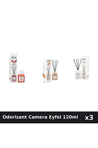 Eyfel Set 3 Odorizante Camera cu Betisoare - Red Dragon, Piersica, Bumbac 120ml