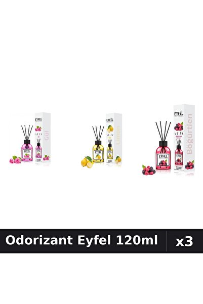 Eyfel Set 3 Odorizante Camera cu Betisoare 120ml - Trandafir, Lamaie, Fructe ...