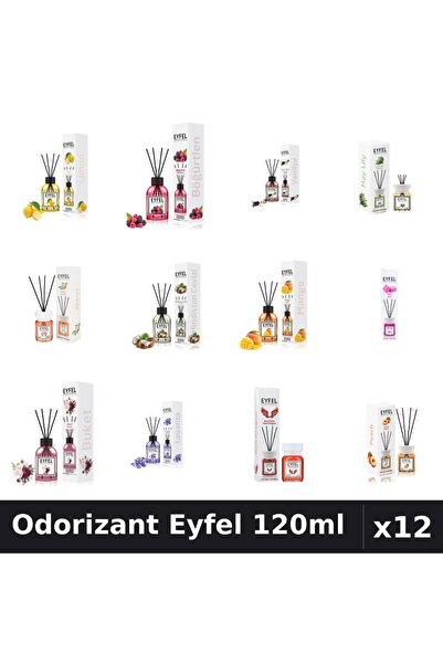 Eyfel Set 12 Odorizante Camera cu Betisoare - 12 Arame Asortate, 120ml