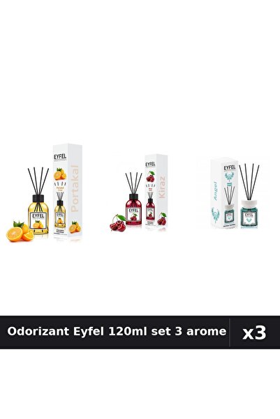 Eyfel Set 3 Odorizante Camera cu Betisoare 120ml - Angel, Cirese, Portocala