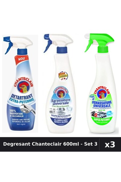 Chanteclair Set 3 Degresant Universal 600ml + Detartrant 625ml - Bicarbonat, ...