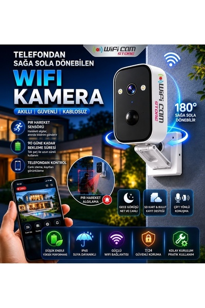 WİFİCAM Dönebilen 2K Bataryalı Wifi Kamera 2-3 Ay Bekleme Süresi