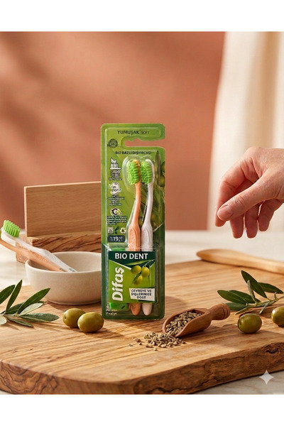 Lider MAGNESİA Di̇faş 2-Pack Toothbrush Bi̇odent Soft Made from Bio-Based Clay