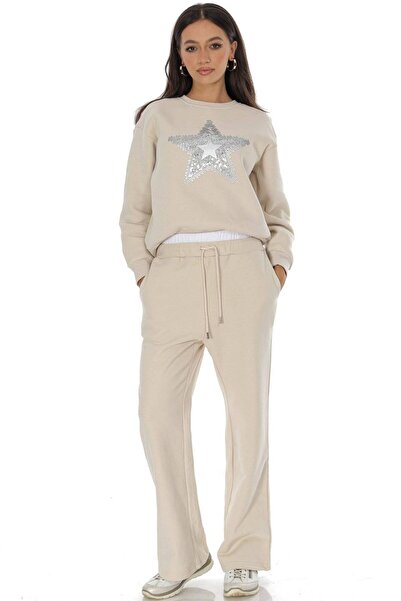 ROHBOUTIQUE Pantaloni casual din amestec de bumbac cu buzunare, crem TR549
