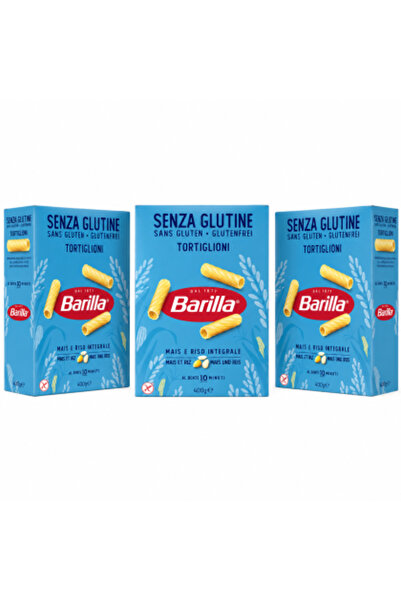 Barilla Set 3 x Tortiglioni, paste fără gluten, 400 g/bucată, cu porumb și or...