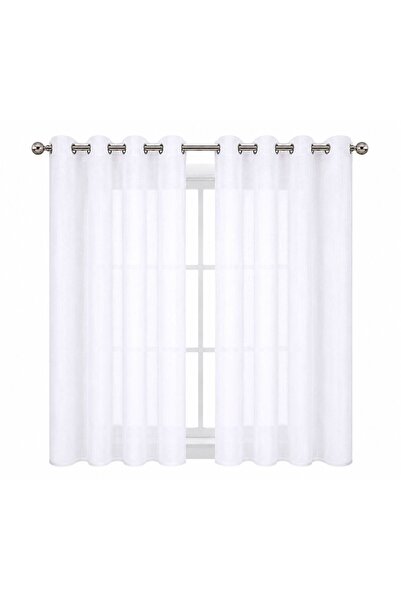 VOİLAGE Plain white curtain with rings, 140x240 cm, 100% Polyester