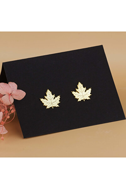 BLACK SWAN Bijoux Cercei Frunza de Artar Argint 925 Suflat cu Aur 18K