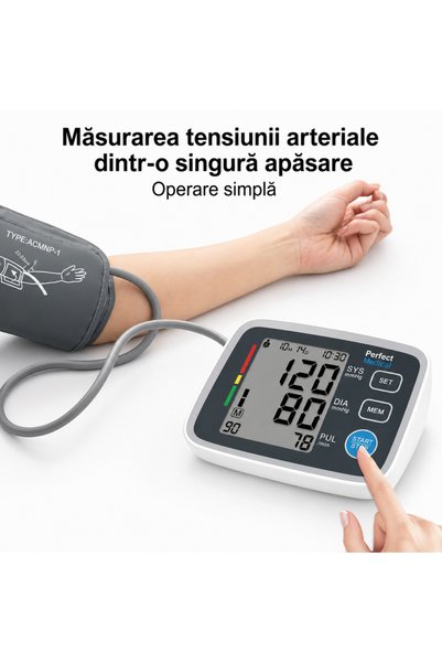 Perfect Medical Tensiometru Digital de Braț Perfect Medical ®   cu senzor de mare precizie, Adaptor inclus, M (22-32cm)