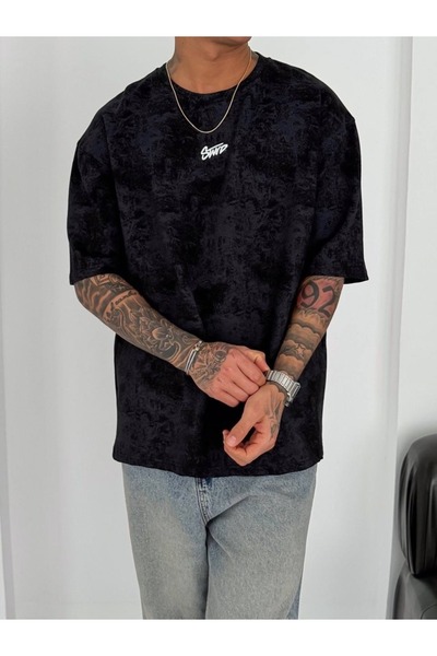 LAND MODA Basic Vintage Oversize T-Shirt – Black Washed Unisex