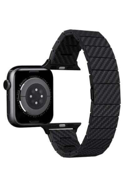 PITAKA Curea modernă din fibră de carbon pentru Apple Watch 49/45/44mm Negru ...