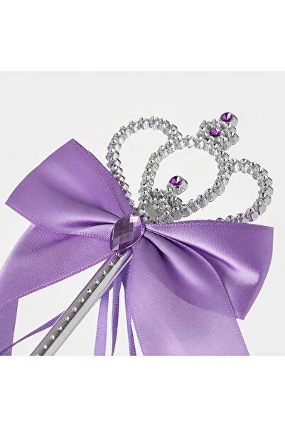 Z Store Baghetă de prințesă argintie cu piatră violetă și panglică de satin –...