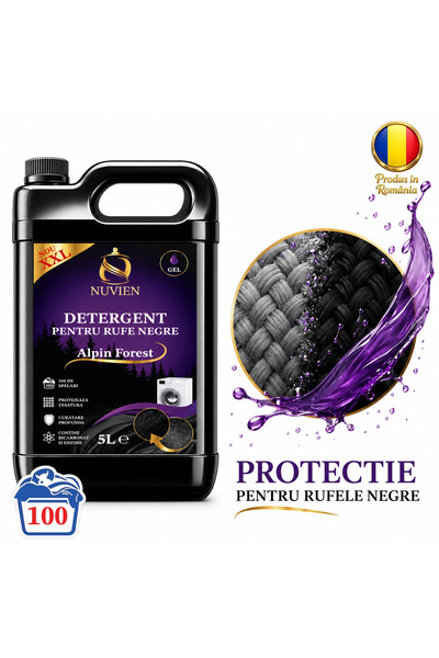 Nuvien Detergent lichid Alpin Forest 5L, pentru rufe negre cu bicarbonat si e...