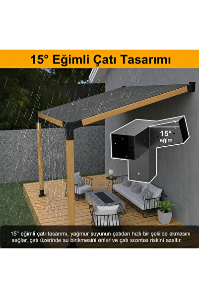 benlinewood Pergola Seti Çardak Teras Garaj Için Metal 90X90X2.5 mm 6 parça B...
