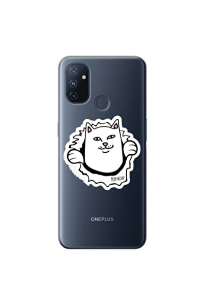Other Oneplus Nord 100 White cat Transparent Silicone TPU Θήκη