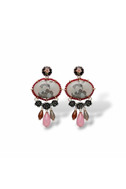 neslyaccessories أقراط متدلية مستوحاة من الشرق البعيد مع صورة طائر السنونو
