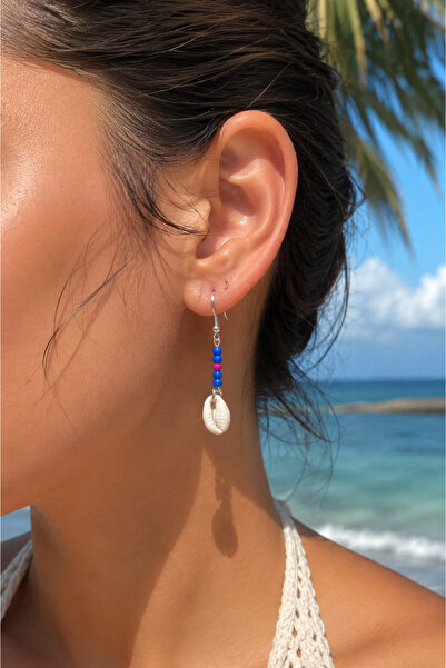 MODA MANANI Colorful Beaded Summer Earrings with Seashell Detail