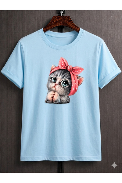 VODEXA Unisex Oversize T-Shirt Cleaning Cat Printed 100% Cotton T-Shirt Comfo...