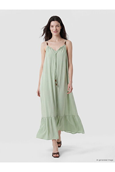 LC Waikiki Peak New Season Tie-Neck Beaded Detailed Dress