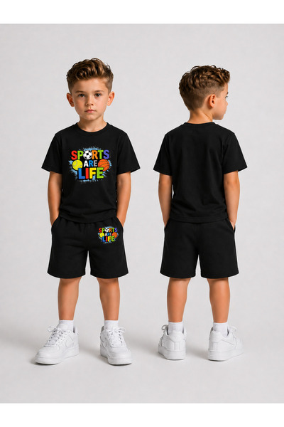 LORVEX Children's T-Shirt and Shorts Set Printed Summer Cotton Comfortable Fi...