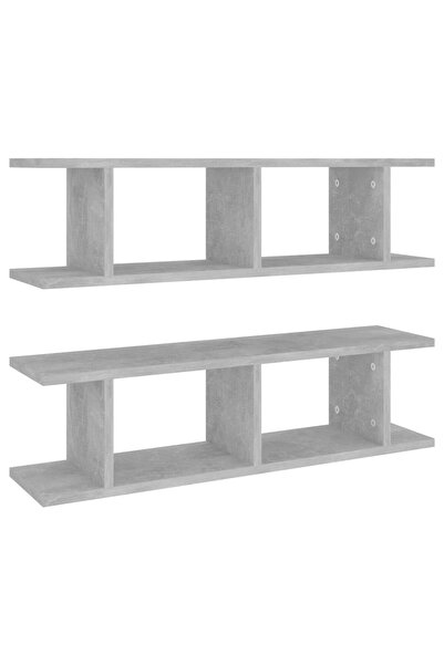 vidaxl Rafturi de perete, 2 buc., gri beton, 75x18x20 cm, lemn