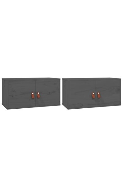 vidaxl Dulapuri de perete, 2 buc. gri, 60x30x30 cm lemn masiv de pin