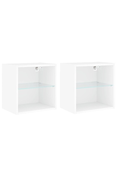 vidaxl Noptiere cu lumini LED montate pe perete, 2 buc., alb