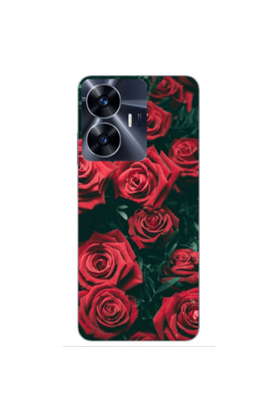 Other Realme Note 50 Red Roses Transparent Silicone TPU Θήκη
