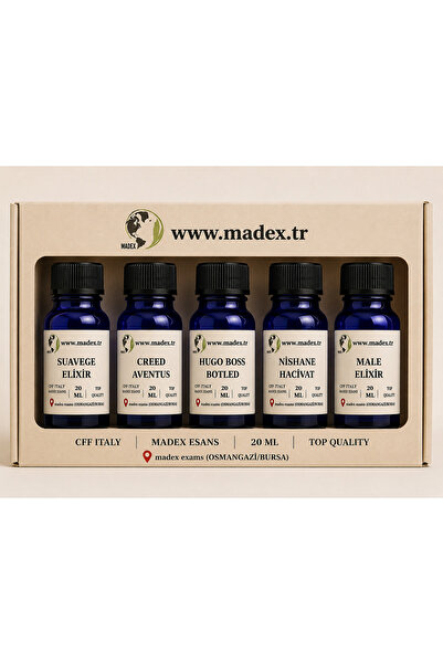 MADEX ESANS 5 Lİ TOP KALİTE 20 ML PREMIUM ERKEK DENEME ESANS SETİ -İTHAL
