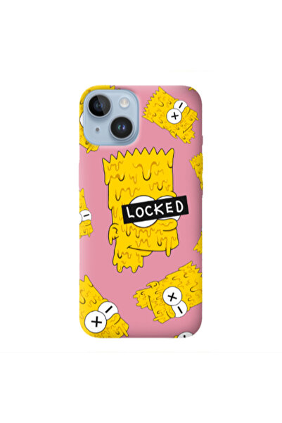 Other Apple iPhone 14 Bart Simpson Pink Colored Silicone TPU Θήκη