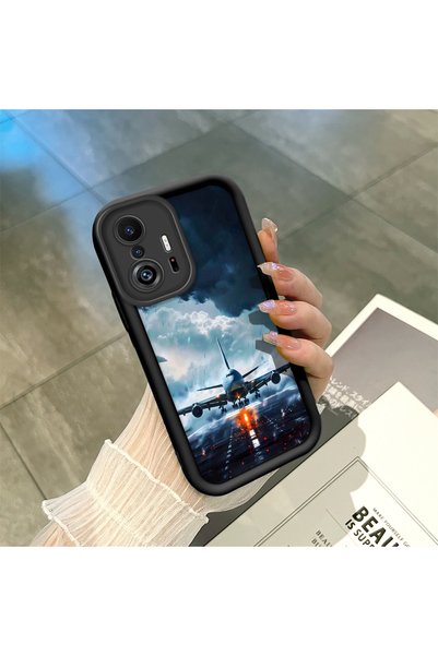 Hontinga Mi 11t Compatible Aircraft Black Pattern Camera Protective Case Sili...
