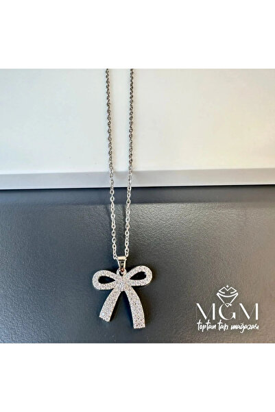 Marsilyan Nvdn- Ieg - Steel Zircon Stone Bow Necklace Iegrs-Nvdn1