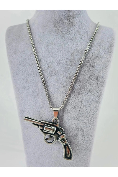 Marsilyan Nvdn- Ieg - Three-Dimensional Gun Figure Steel Men's Necklace Iegrs...