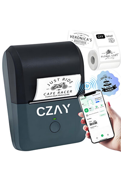CZAY Imprimanta Termica Portabila Etichete CZAY®,Bluetooth/USB,Fara Toner, Ro...