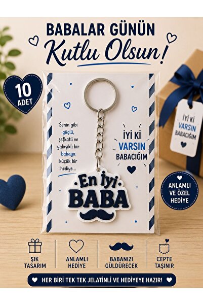 redbuttonkidsstore 10 ADET BABALAR GÜNÜ ANAHTARLIK / İYİ Kİ VARSIN BABA