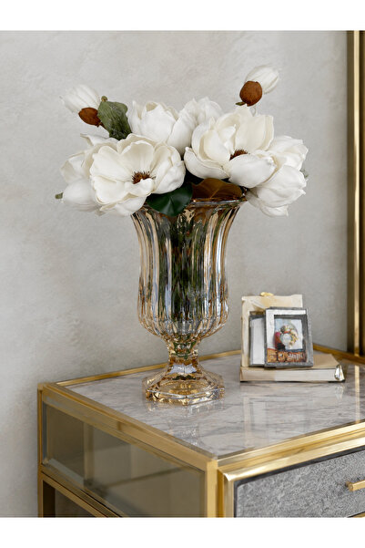 Hinora Glass Vase with Footed Bombes for Dressuar Top and Middle Tables Gold ...
