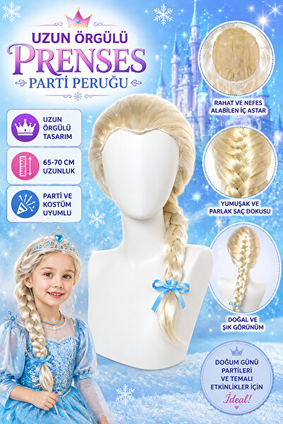Tamsena Store Uzun Örgülü Prenses Parti Peruğu 65-70 Cm Altın Sarısı Çocuk ve...