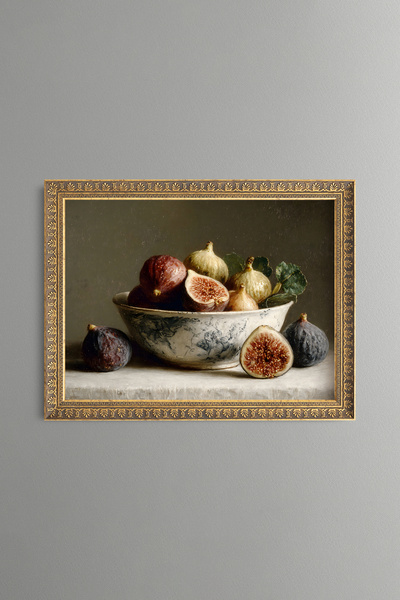 epiqart Fig Still Life - Vintage Patterned Frame - Thin Model