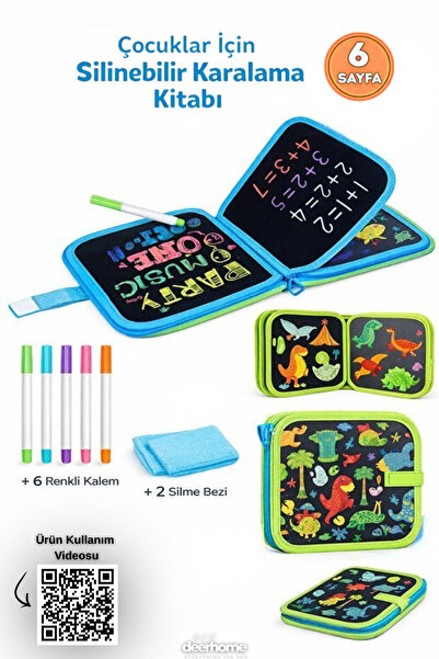 MCA Deerhome Silinebilir Doodle Çizim Defteri / 6 Adet Kalem ve 2 Adet Silme ...