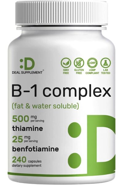 DEAL SUPPLEMENT Vitamin B1 Thiamin 500mg Benfotiamine 2 in 1 Enhanced Formula...