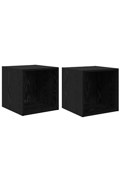 vidaxl Dulap de perete cu raft 2 pcs Stejar Negru 37 x 37 x 37 cm