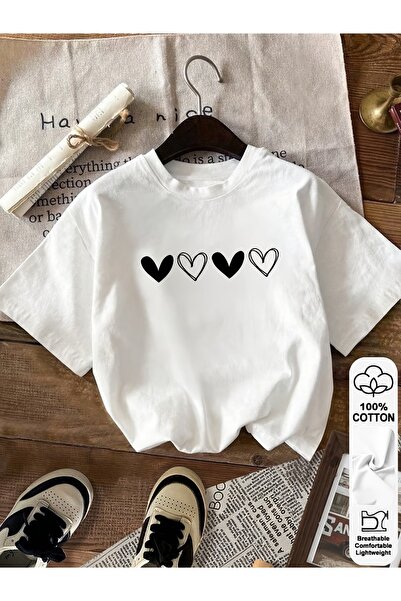 PAVRO Unisex Άνετο T-shirt με μικτό σχέδιο και στάμπα