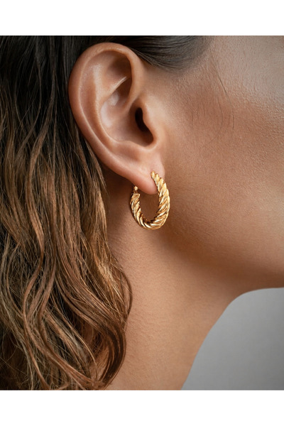 Markiz Takı Twisted Hoop Earrings Earring Pair 2.5 cm