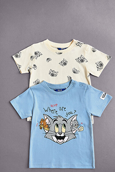 R&B 2 Pack Tom & Jerry Printed T-Shirts with Crew Neck and Shorts Sleeves