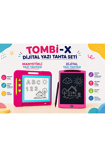 TOMBİ-X Digital Lcd Writing Board and Magnetic Magic Writing Board Set for Ki...