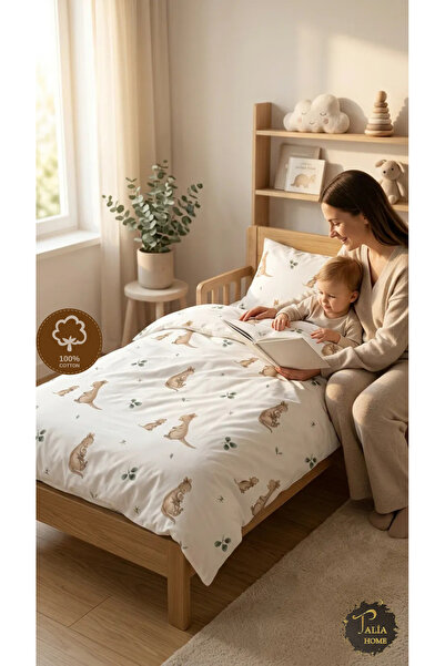 Talia Home طقم غطاء لحاف للأطفال مفرد من القطن بنسبة 100% بنمط الكنغر اللطيف ...