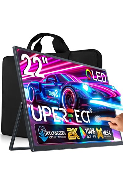 UPERFECT 22 İnç 2K QLED Dokunmatik Ekranlı Taşınabilir Monitör, 2560x1440 QHD...