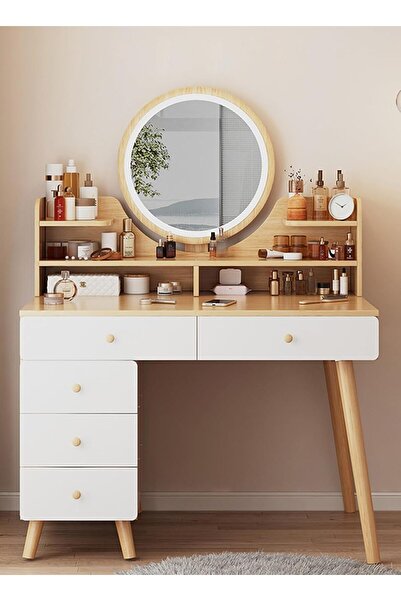 ETG Vanity Table with Mirror, Girls Bedroom Dressing Table with 5 Drawers